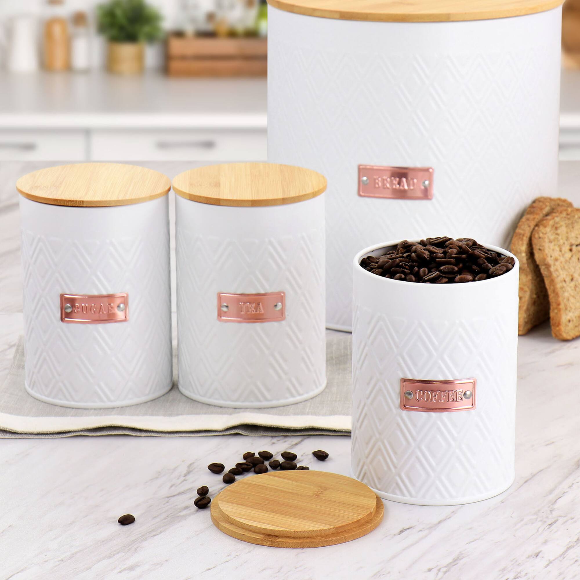 MegaChef White Iron Canister Set